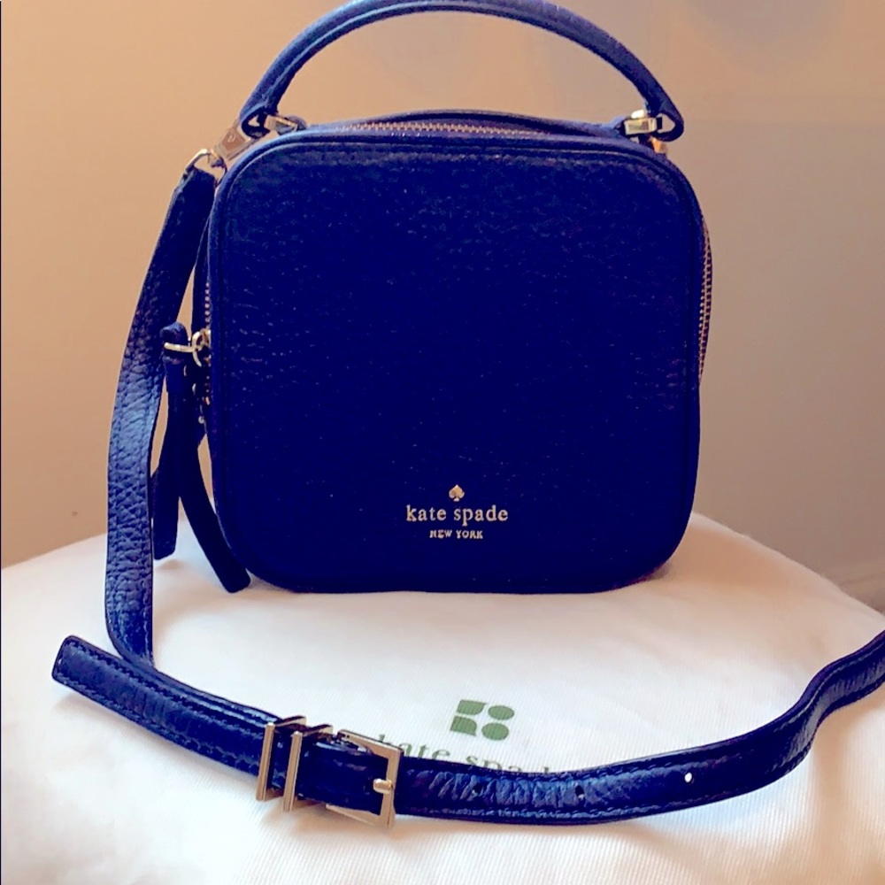 KATE SPADE cobalt blue square bucket bag